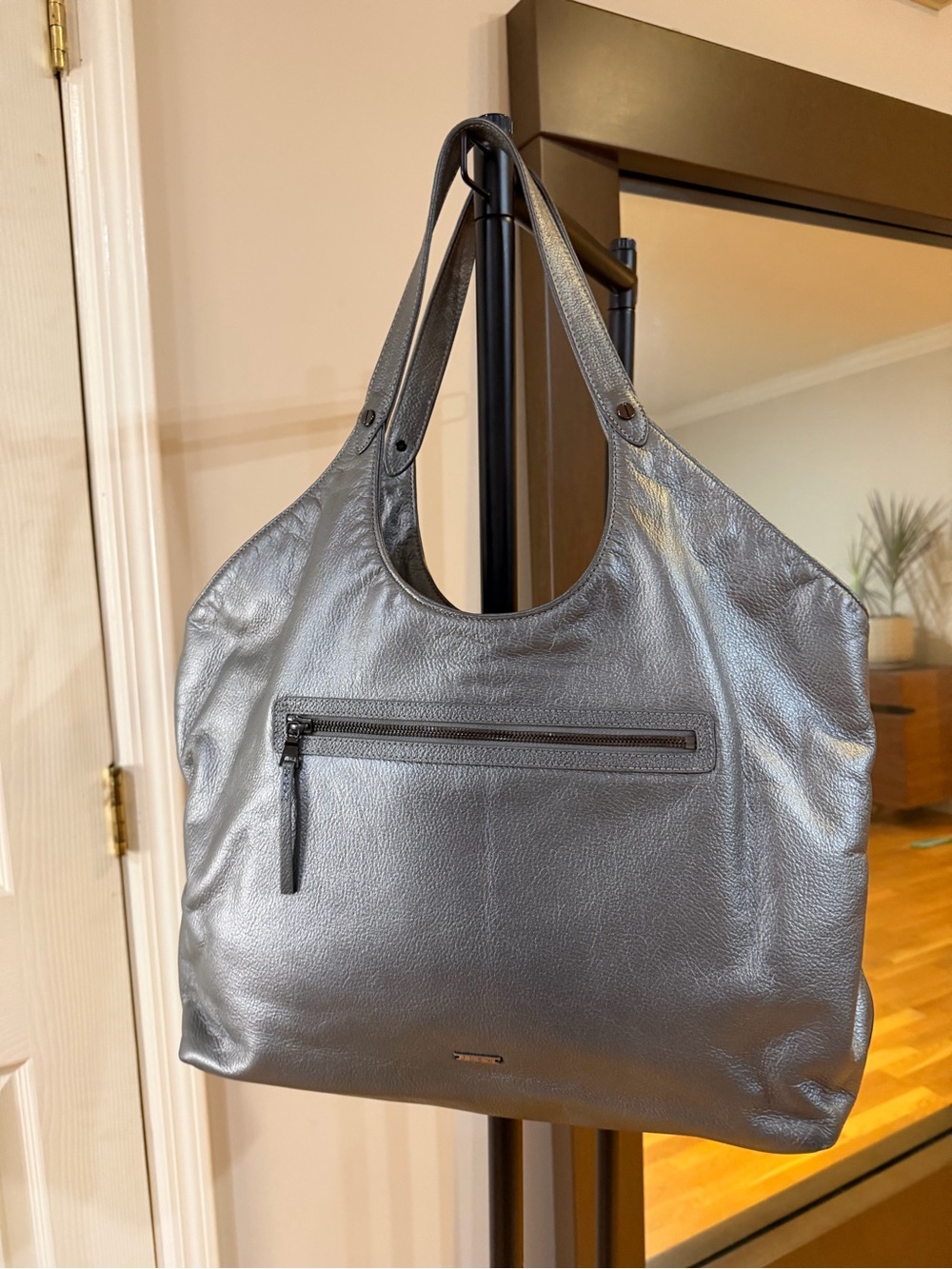 J Lew NYC Sleek Leather Shoulder Bag in Gun Metal Gray *NWOT